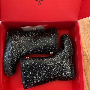 Hunter Kids Black and White Speckled Boots